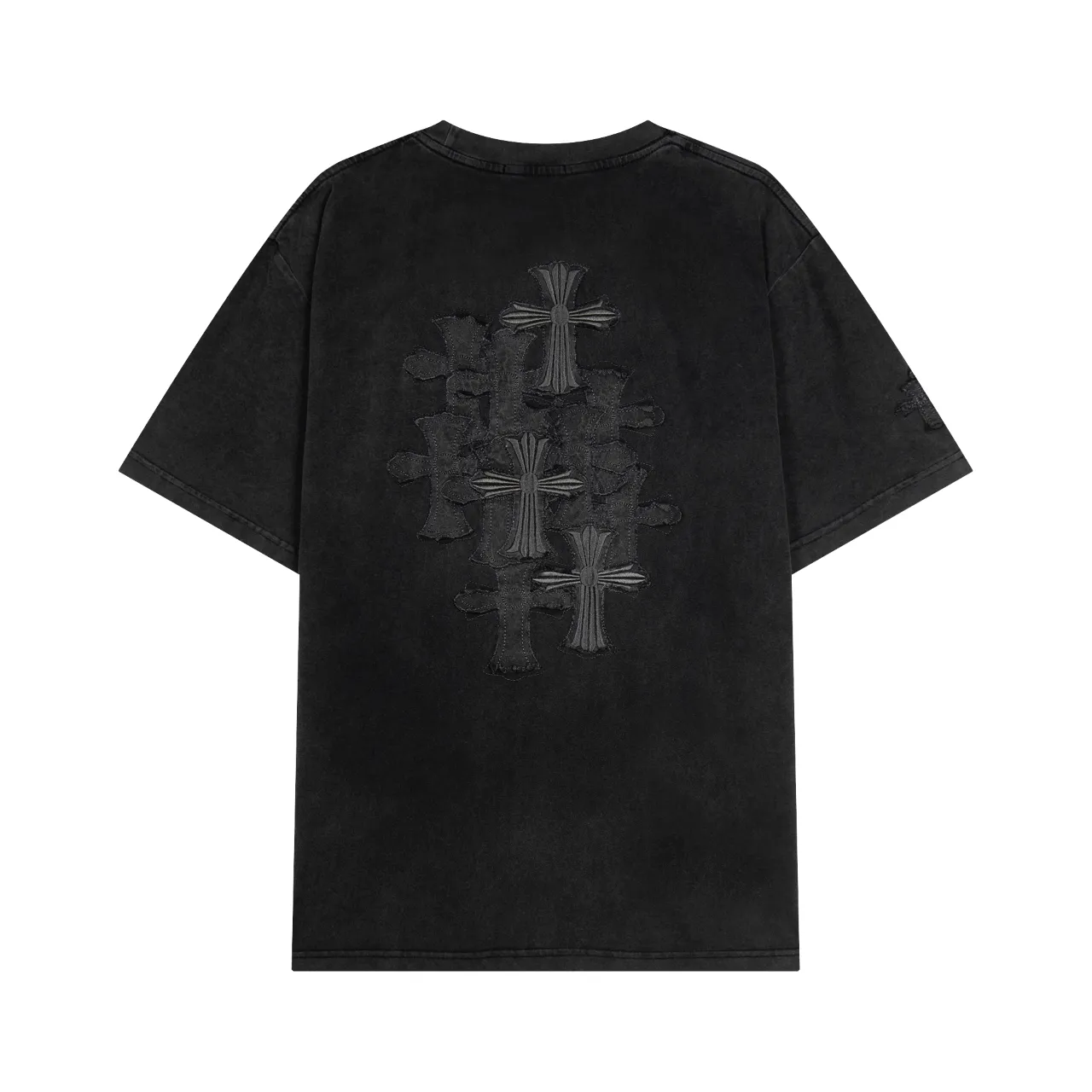 P170 Chrome Hearts Chrome Hearts Embroidered Washed Short Sleeves Size: SMLXL Color: Washed Black